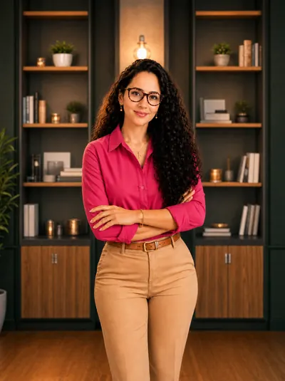 Margiane Kelly, especialista em crédito, em escritório profissional